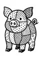 Free Pig Coloring Page - Whimsical Patchwork Cartoon Pig (Printable PDF)