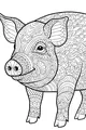 Free Pig Coloring Page - Patterned Piglet With Spiraled Snout (Printable PDF)