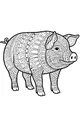 Free Pig Coloring Page - Patterned Party Pig with Curly Tail (Printable PDF)