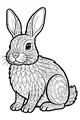 Free Rabbit Coloring Page - Feather-Patterned Bunny Sitting Upright (Printable PDF)