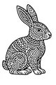Free Rabbit Coloring Page - Patterned Bunny Sitting Upright (Printable PDF)