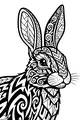 Free Rabbit Coloring Page - Swirly Patterned Bunny in Meadow (Printable PDF)
