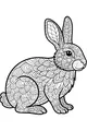 Free Rabbit Coloring Page - Patterned Bunny in Meadow (Printable PDF)
