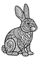 Free Rabbit Coloring Page - Patchwork Bunny with Swirly Patterns (Printable PDF)