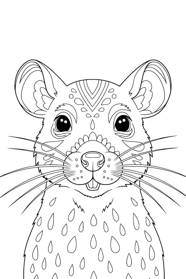 Free Rat Coloring Page - Cute Cartoon Rat with Big Ears and Whiskers (Printable PDF)