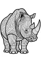 Free Rhinoceros Coloring Page - Swirling Geometric Pattern Rhino (Printable PDF)