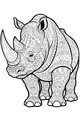 Free Rhinoceros Coloring Page - Swirly Geometric Patterned Rhino (Printable PDF)