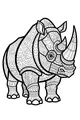 Free Rhinoceros Coloring Page - Patterned Rhino with Big Horn (Printable PDF)