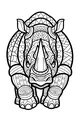 Free Rhinoceros Coloring Page - Front View With Bold Geometric Patterns (Printable PDF)