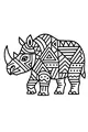 Free Rhinoceros Coloring Page - Geometric Patterned Rhino (Printable PDF)