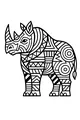 Free Rhinoceros Coloring Page - Geometric Patterns and Stripes (Printable PDF)