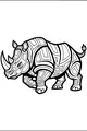 Free Rhinoceros Coloring Page - Mighty Patterned Safari Rhino (Printable PDF)