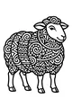 Free Sheep Coloring Page - Swirly Patterned Wool in a Meadow (Printable PDF)