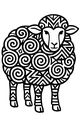 Free Sheep Coloring Page - Swirly Patterned Wool in a Meadow (Printable PDF)