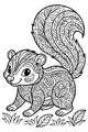 Free Skunk Coloring Page - Whimsical Swirly-Tailed Garden Scene (Printable PDF)