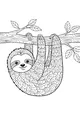 Free Sloth Coloring Page - Sleepy Sloth in Leafy Tree (Printable PDF)
