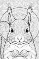 Free Squirrel Coloring Page - Whimsical Mandala Forest Scene (Printable PDF)