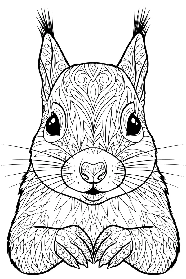 Free Squirrel Coloring Page - Cute Upright Woodland Friend (Printable PDF)