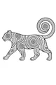 Free Tiger Coloring Page - Patterned Tiger With Spiral Tail (Printable PDF)
