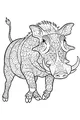 Free Warthog Coloring Page - Patterned Savanna Warthog With Big Tusks (Printable PDF)