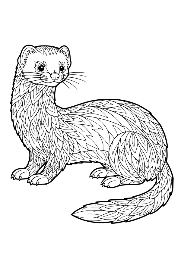 Free Weasel Coloring Page - Big-Eyed Forest Friend (Printable PDF)