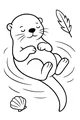 Free Otter Coloring Page - Smiling Otter Floating on River (Printable PDF)