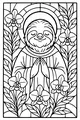 Free Sloth Coloring Page - Smiling Sloth With Orchids (Printable PDF)