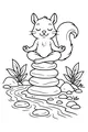 Free Squirrel Coloring Page - Meditating by a Peaceful Stream (Printable PDF)