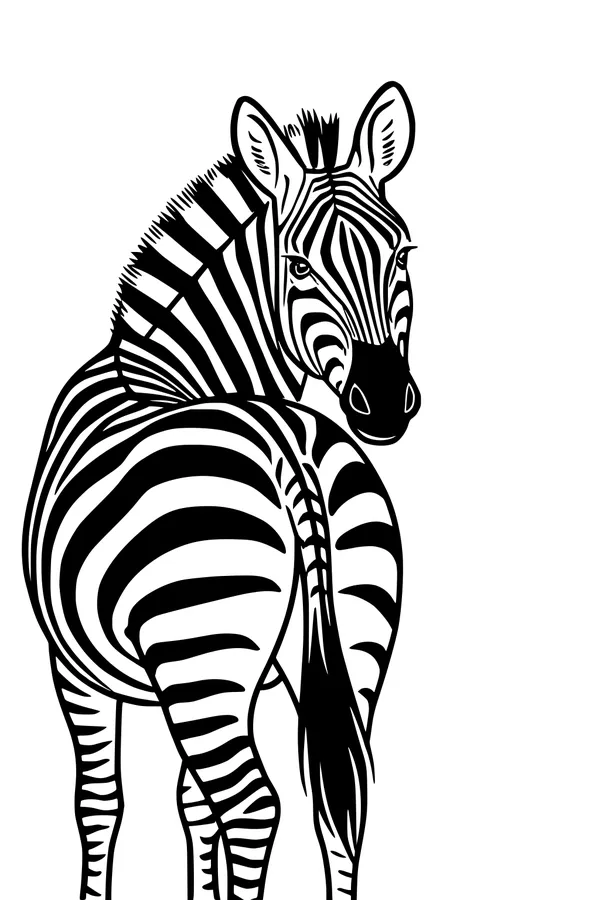 Free Zebra Coloring Page - Looking Over Its Shoulder (Printable PDF)