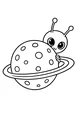 Free Alien Coloring Page - Peekaboo Behind a Ringed Planet (Printable PDF)