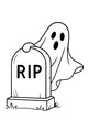 Free Ghost Coloring Page - Peekaboo Behind RIP Tombstone (Printable PDF)