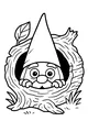 Free Gnome Coloring Page - Peekaboo In A Hollow Tree Trunk (Printable PDF)