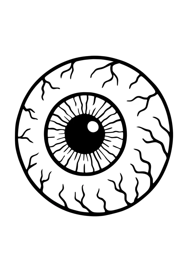 Free Monster Eyeball Coloring Page - Spooky Striped Iris (Printable PDF)