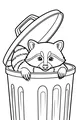 Free Raccoon Coloring Page - Cute Trash Can Peek (Printable PDF)