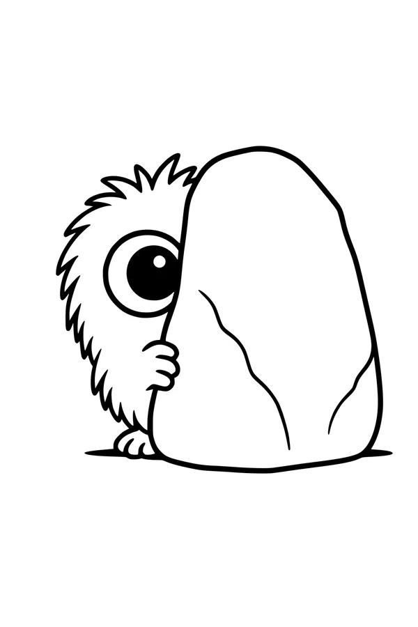 Free Monster Coloring Page - Furry One-Eyed Peekaboo Creature (Printable PDF)