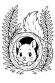 Free Squirrel Coloring Page - Peekaboo in a Leafy Log (Printable PDF)