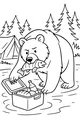 Free Bear Coloring Page - Camping Picnic By The River (Printable PDF)