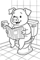Free Pig Coloring Page - Funny Bathroom Potty Break (Printable PDF)