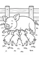 Free Pig Coloring Page - Mama Pig Resting With Piglets (Printable PDF)