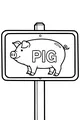 Free Pig Coloring Page - Smiling Piggy On Farm Sign (Printable PDF)