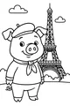 Free Pig Coloring Page - Paris Pig at the Eiffel Tower (Printable PDF)