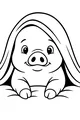 Free Pig Coloring Page - Cute Pig Peeking From Blanket (Printable PDF)