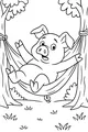 Free Pig Coloring Page - Relaxing Piglet in a Hammock (Printable PDF)