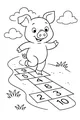 Free Piglet Coloring Page - Happy Hopscotch Playtime (Printable PDF)