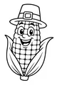 Free Corn Cob Coloring Page - Smiling Pilgrim Harvest Character (Printable PDF)