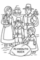 Free Pilgrim Family Coloring Page - Plymouth Rock Thanksgiving Scene (Printable PDF)