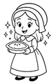 Free Pilgrim Girl Coloring Page - Bonnet Girl With Thanksgiving Pie (Printable PDF)