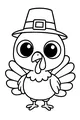 Free Turkey Coloring Page - Big-Eyed Pilgrim Hat Turkey (Printable PDF)