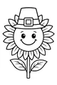 Free Sunflower Coloring Page - Smiling Pilgrim Hat Flower (Printable PDF)