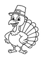 Free Thanksgiving Turkey Coloring Page - Pilgrim Hat And Fanned Tail (Printable PDF)